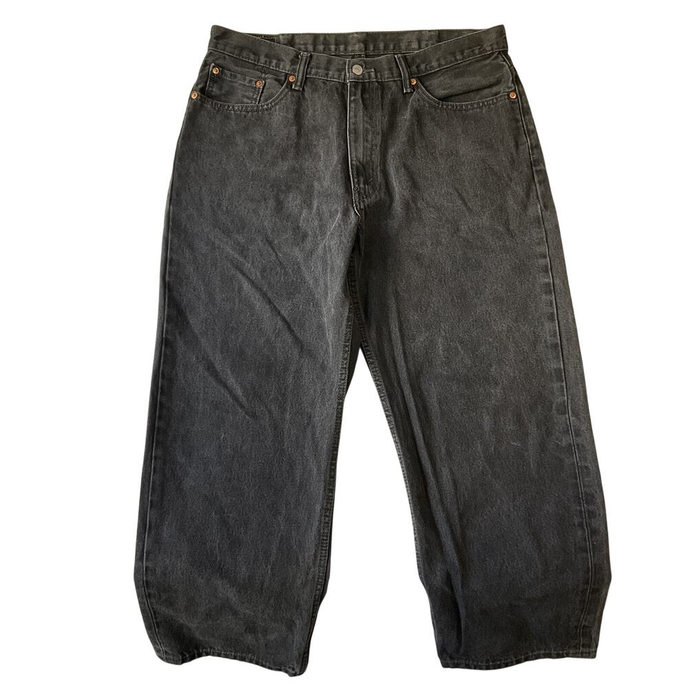 Levi's 550 Men Jeans 38X29 Black Denim Relaxed Tapered Button Rivet 27" Inseam